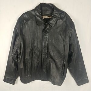 Marc New York Leather Jacket Men XXL Hidden Pocket Black Fully Lined Covered Zip